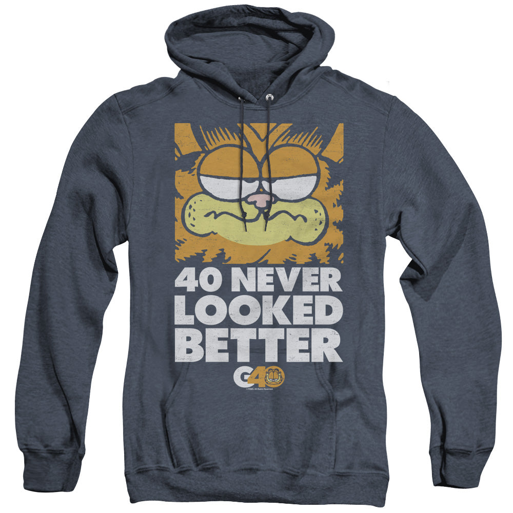 Garfield 40 Looks Mens Heather Hoodie Navy Officially Licensed