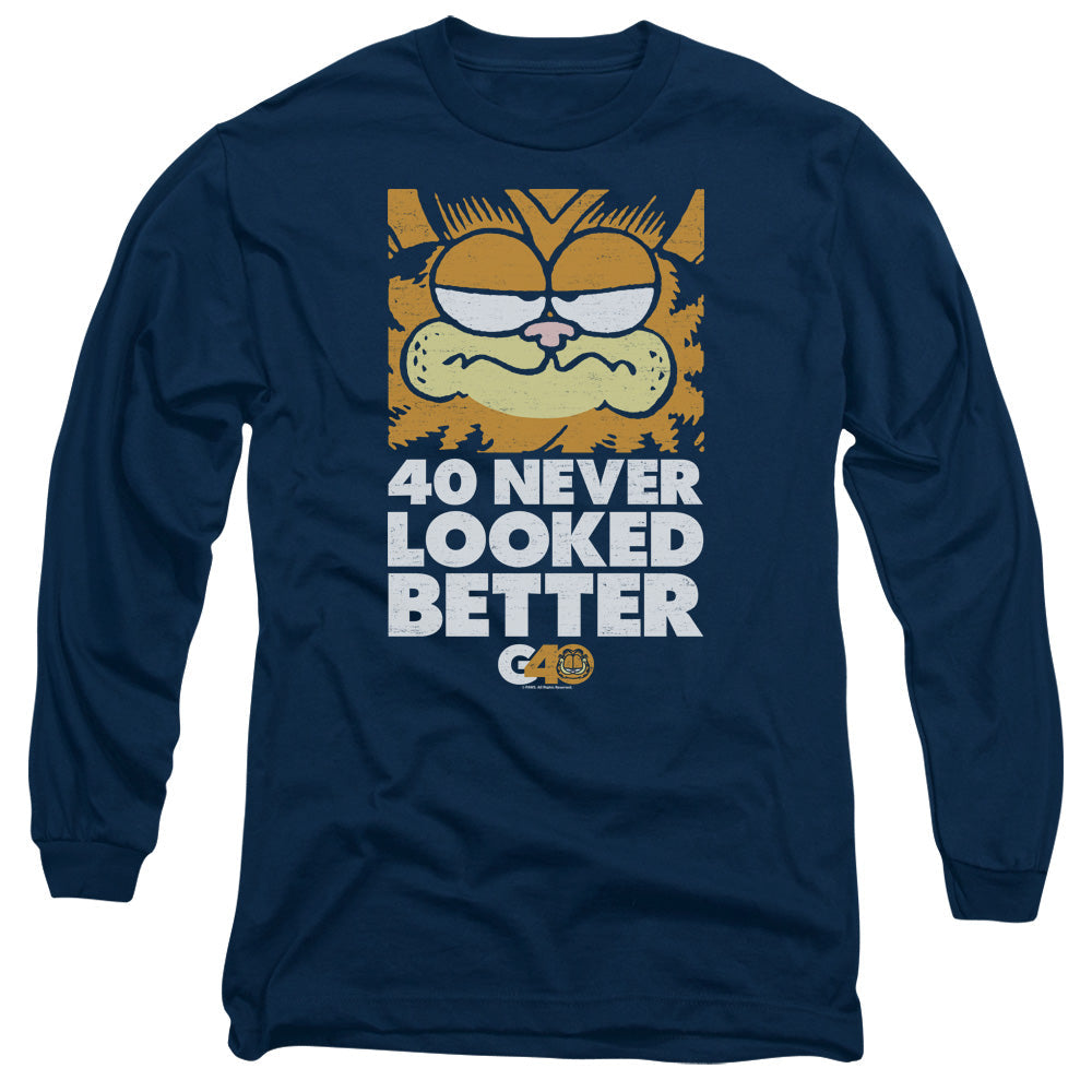Garfield 40 Looks Mens Long Sleeve Shirt Navy Officially Licensed
