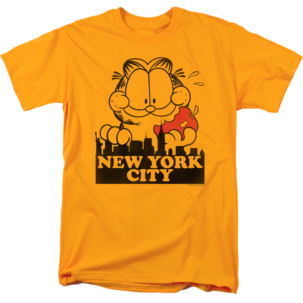 Garfield Big Apple Mens T Shirt Gold Officially Licensed