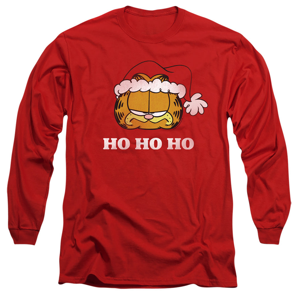 Garfield Ho Ho Ho Mens Long Sleeve Shirt Red Officially Licensed