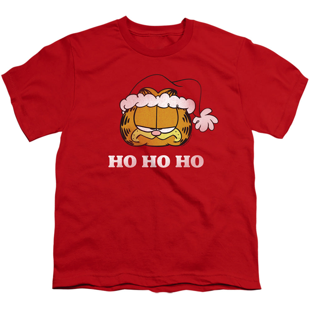 Garfield Ho Ho Ho Kids Youth T Shirt Red