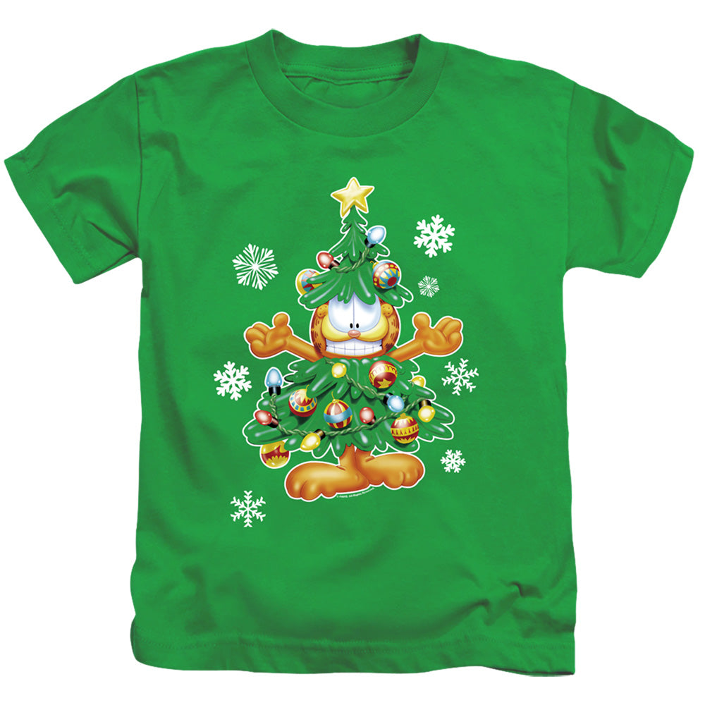 Garfield Tree Juvenile Kids Youth T Shirt Kelly Green