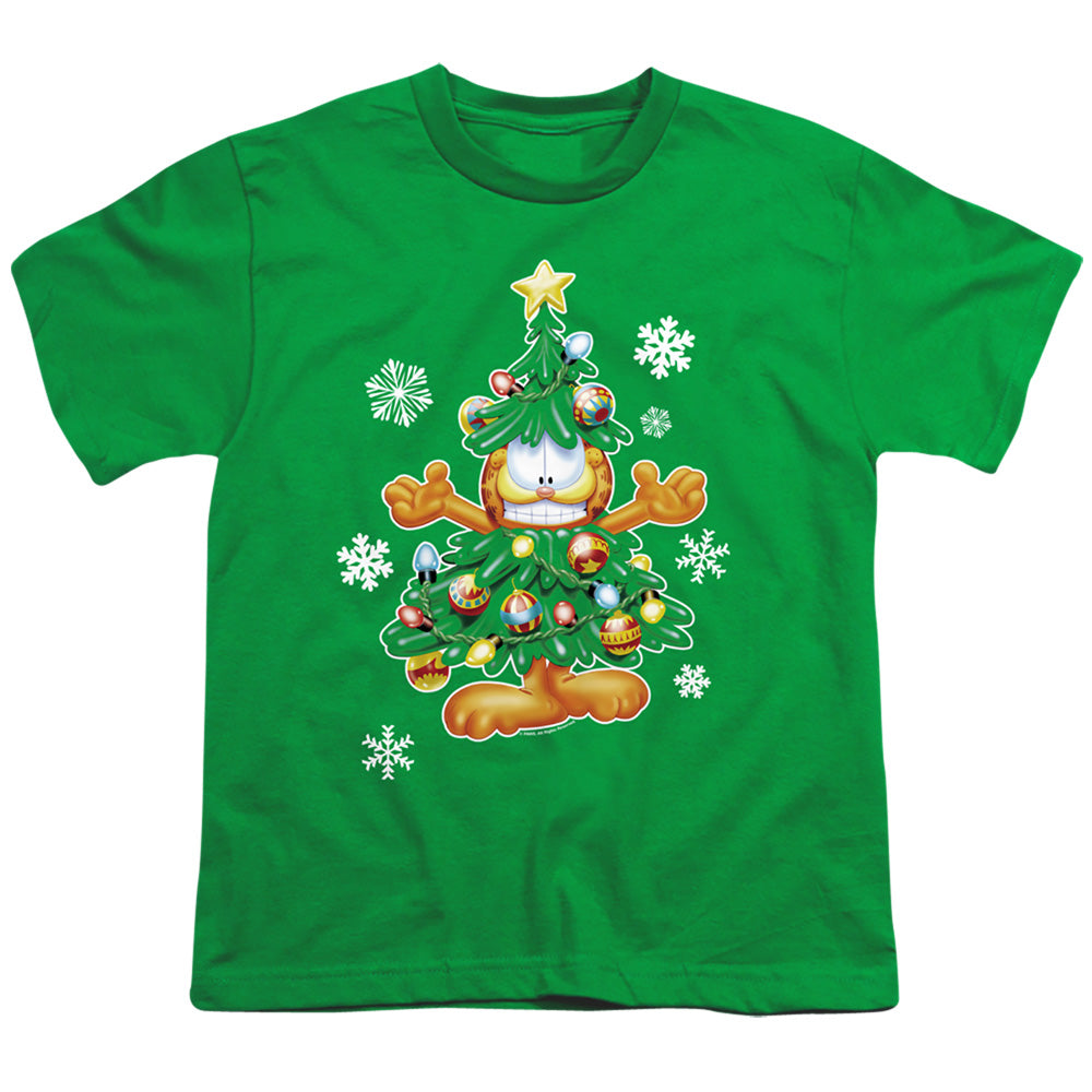 Garfield Tree Kids Youth T Shirt Kelly Green