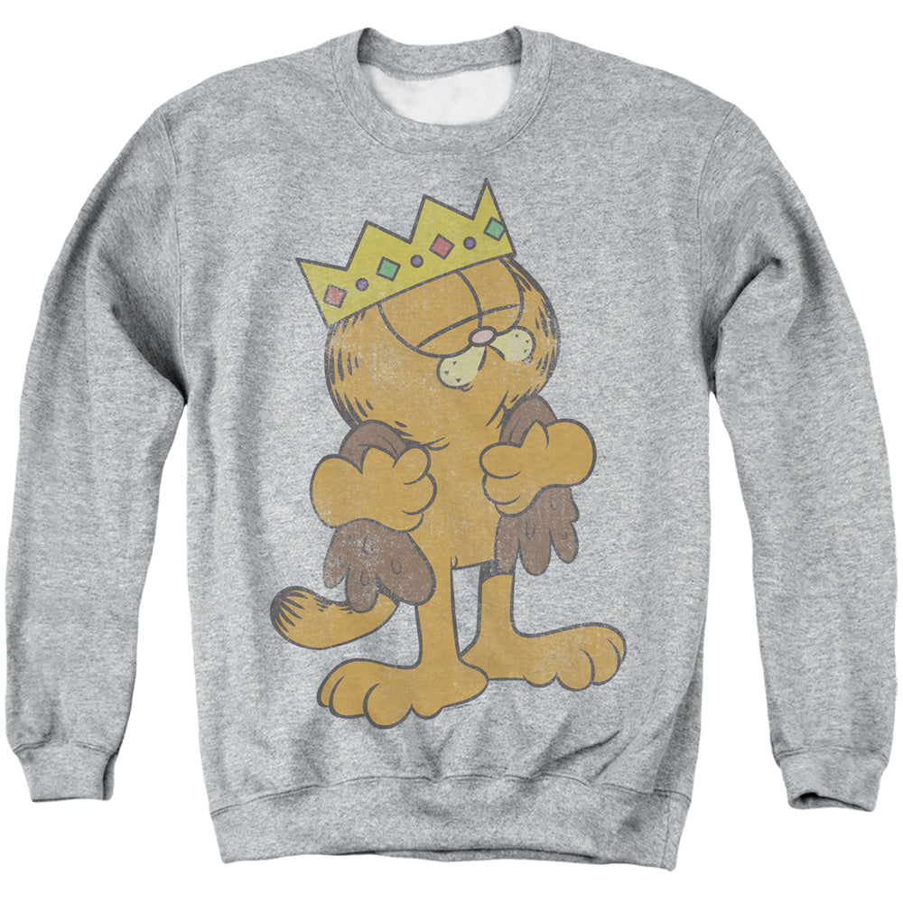 Garfield King Garfield Mens Crewneck Sweatshirt Athletic Heather Officially Licensed