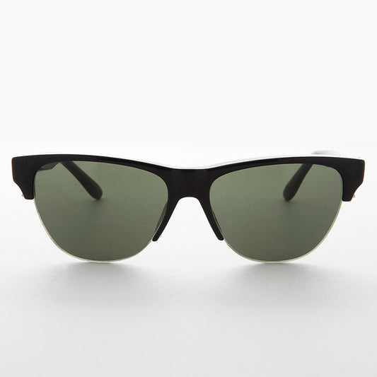 Semi-Rimless Mono Browline Vintage Sunglass - Garett
