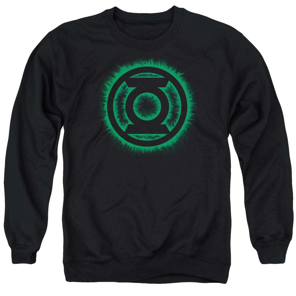 Green Lantern Green Flame Logo Mens Crewneck Sweatshirt Black