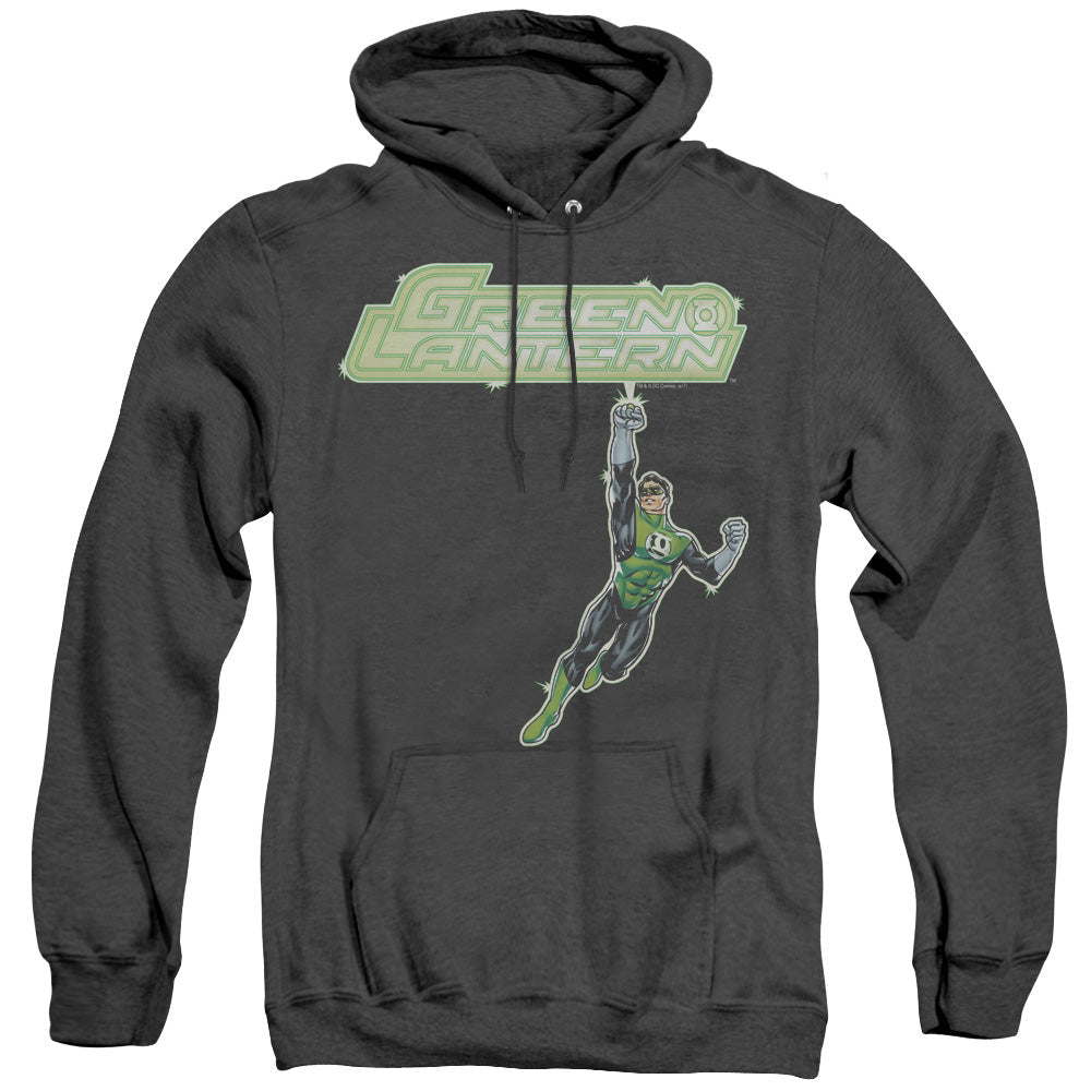 Green Lantern Energy Construct Logo Heather Mens Hoodie Black Officially Licensed