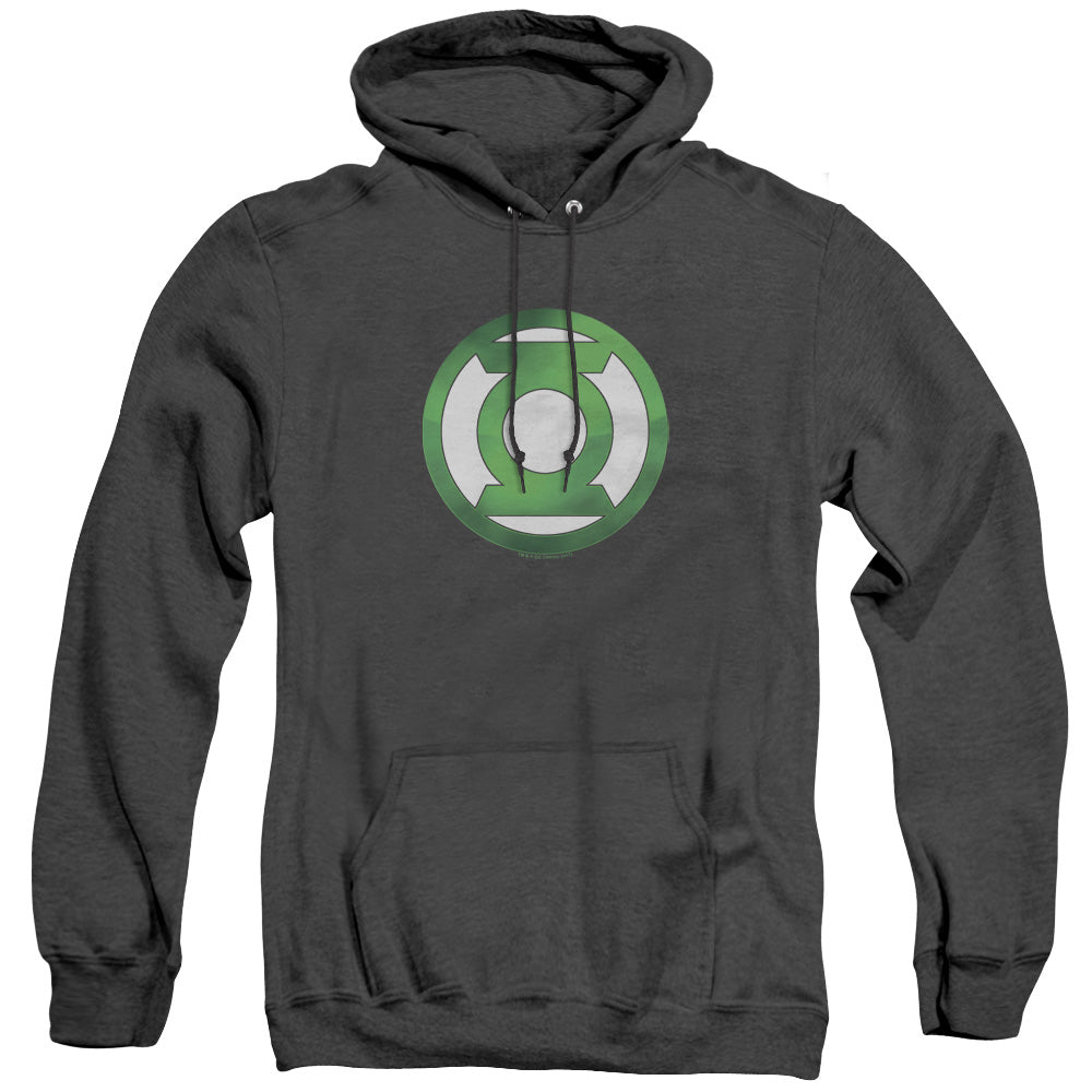 Green Lantern Green Chrome Logo Mens Heather Hoodie Black Officially Licensed