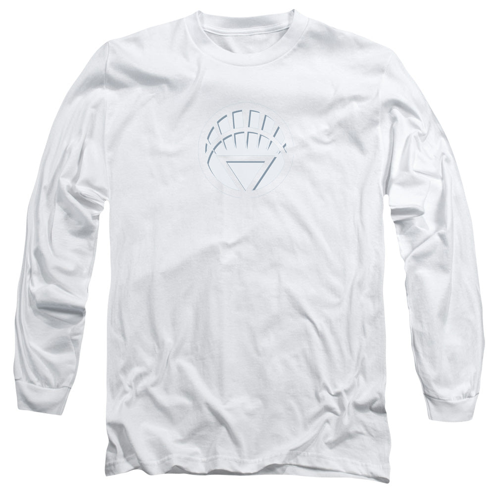 Green Lantern White Lantern Logo Mens Long Sleeve Shirt White Officially Licensed