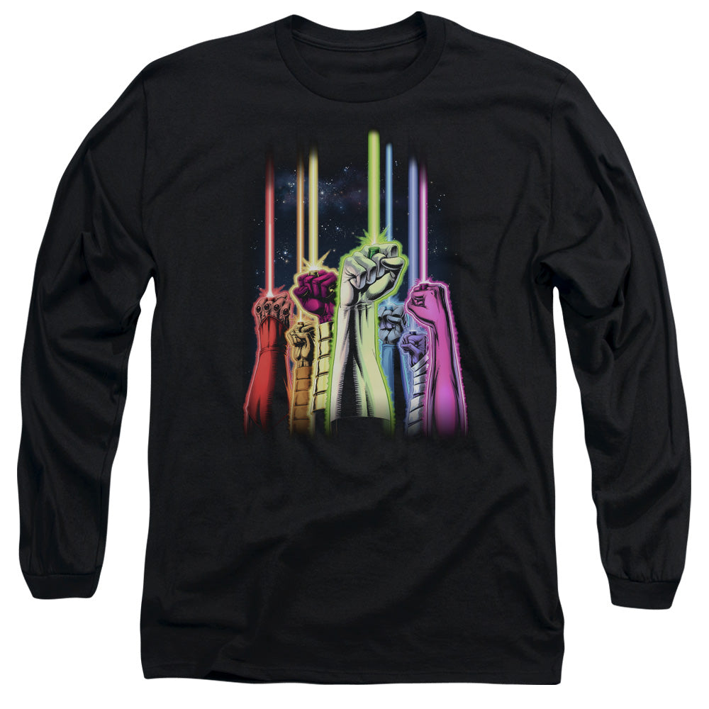 Green Lantern Rainbow Corps Mens Long Sleeve Shirt Black Officially Licensed