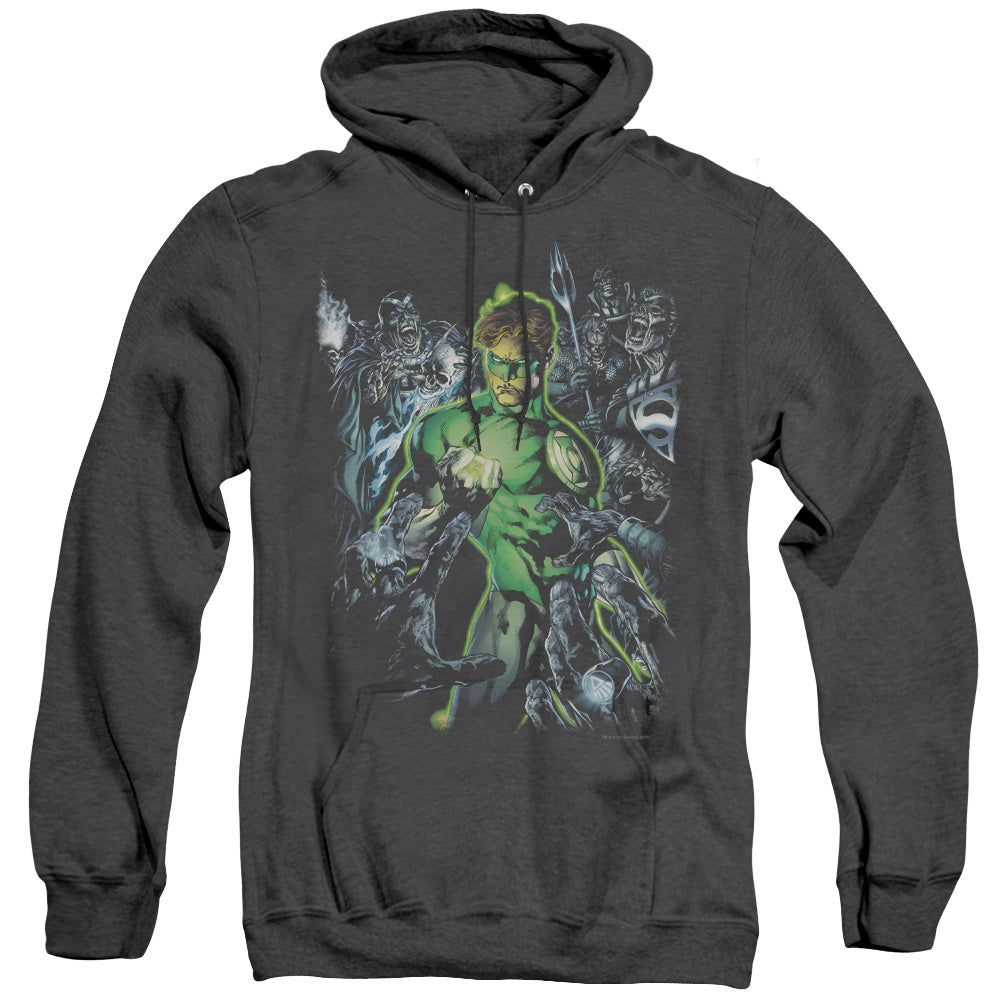 Green Lantern Surrounded By Death Mens Heather Hoodie Black Officially Licensed