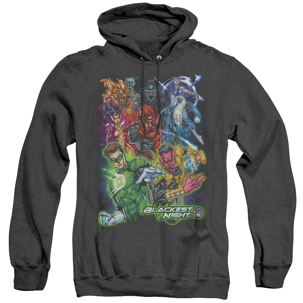 Green Lantern Blackest Group Mens Heather Hoodie Black Officially Licensed