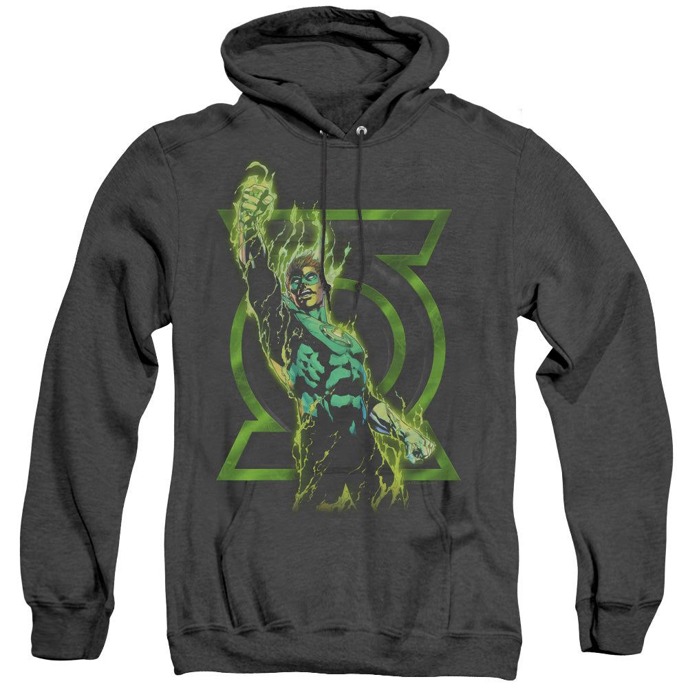 Green Lantern Fully Charged Heather Mens Hoodie Black Officially Licensed