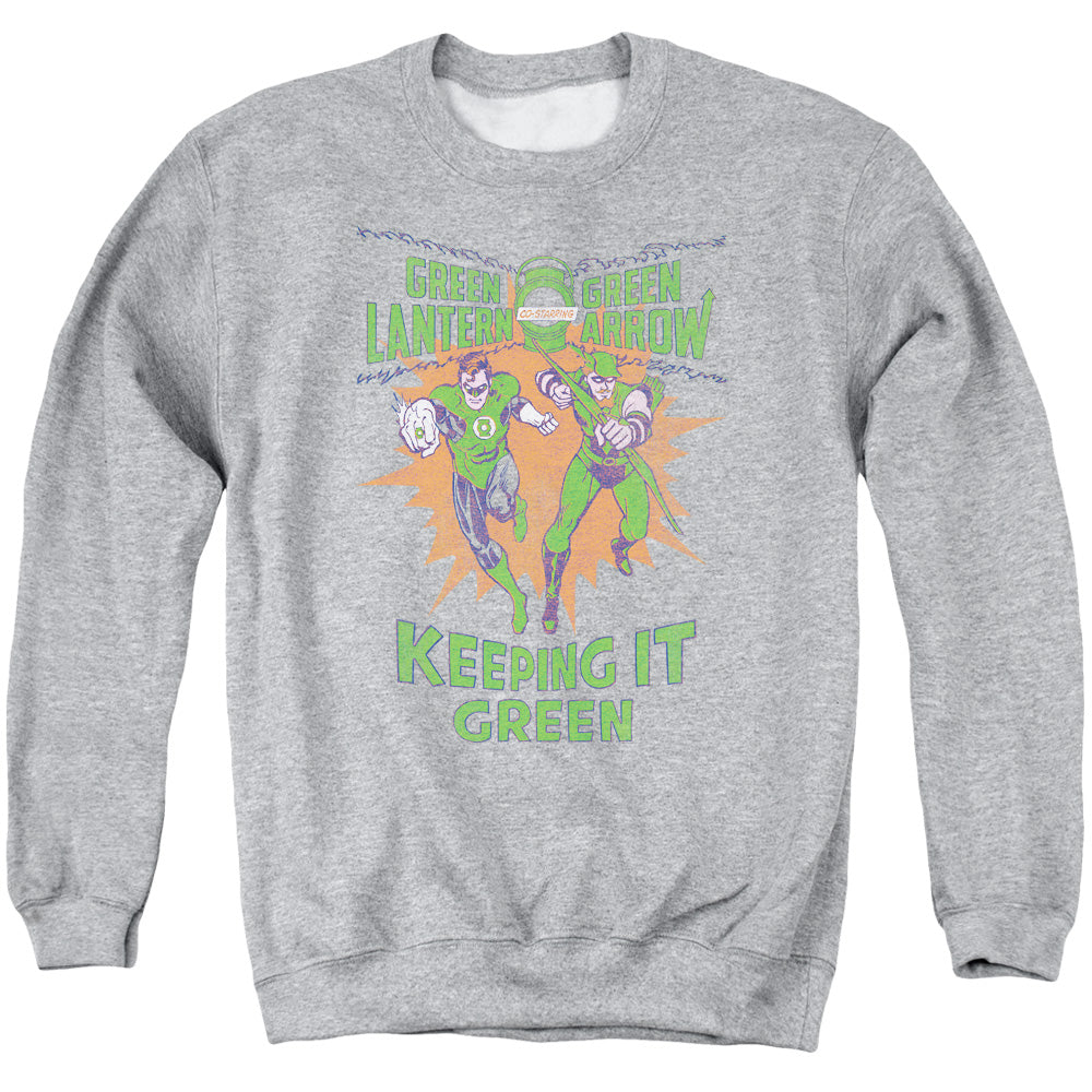 Green Lantern Keeping It Green Mens Crewneck Sweatshirt Athletic Heather
