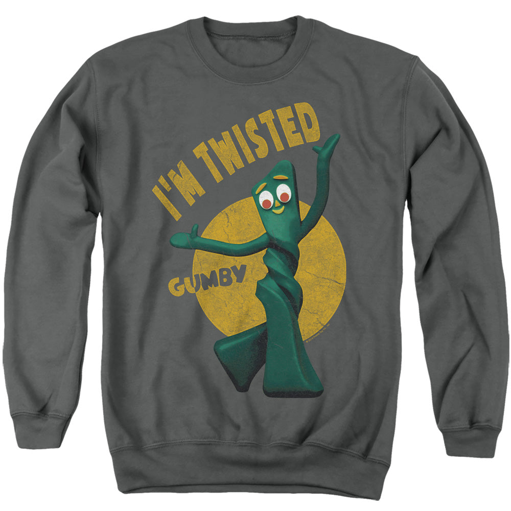 Gumby Twisted Mens Crewneck Sweatshirt Charcoal