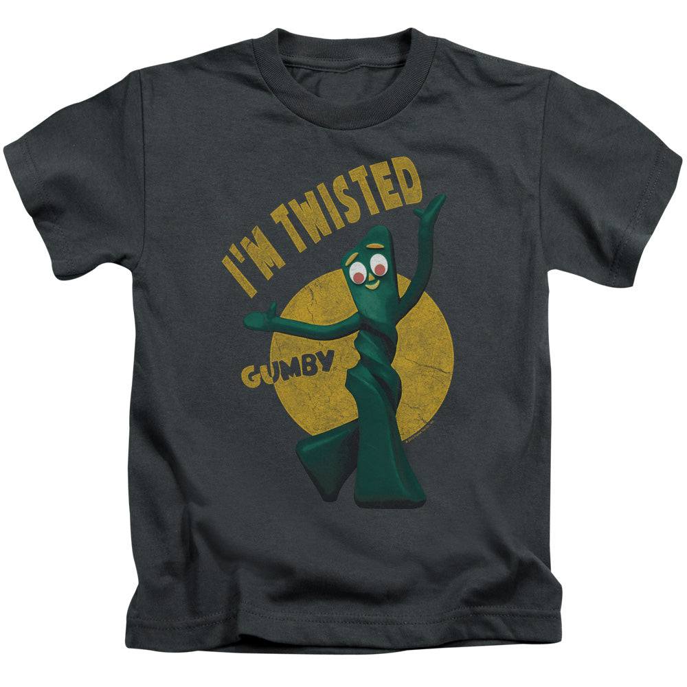Gumby Twisted Juvenile Kids Youth T Shirt Charcoal