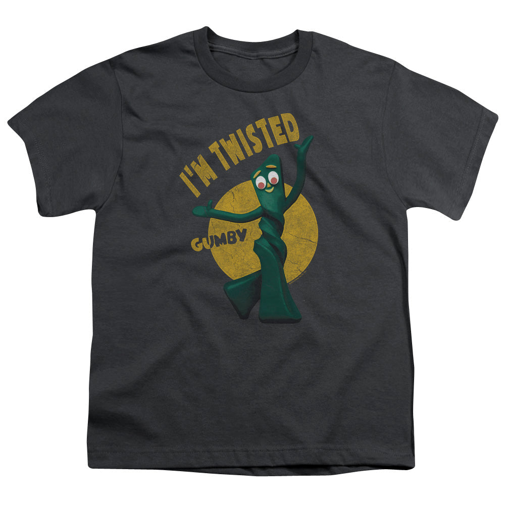 Gumby Twisted Kids Youth T Shirt Charcoal