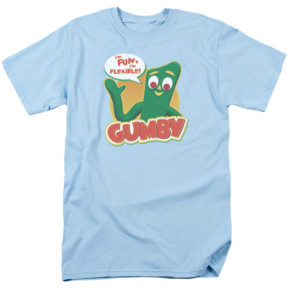Gumby Fun & Flexible Mens T Shirt Light Blue Officially Licensed