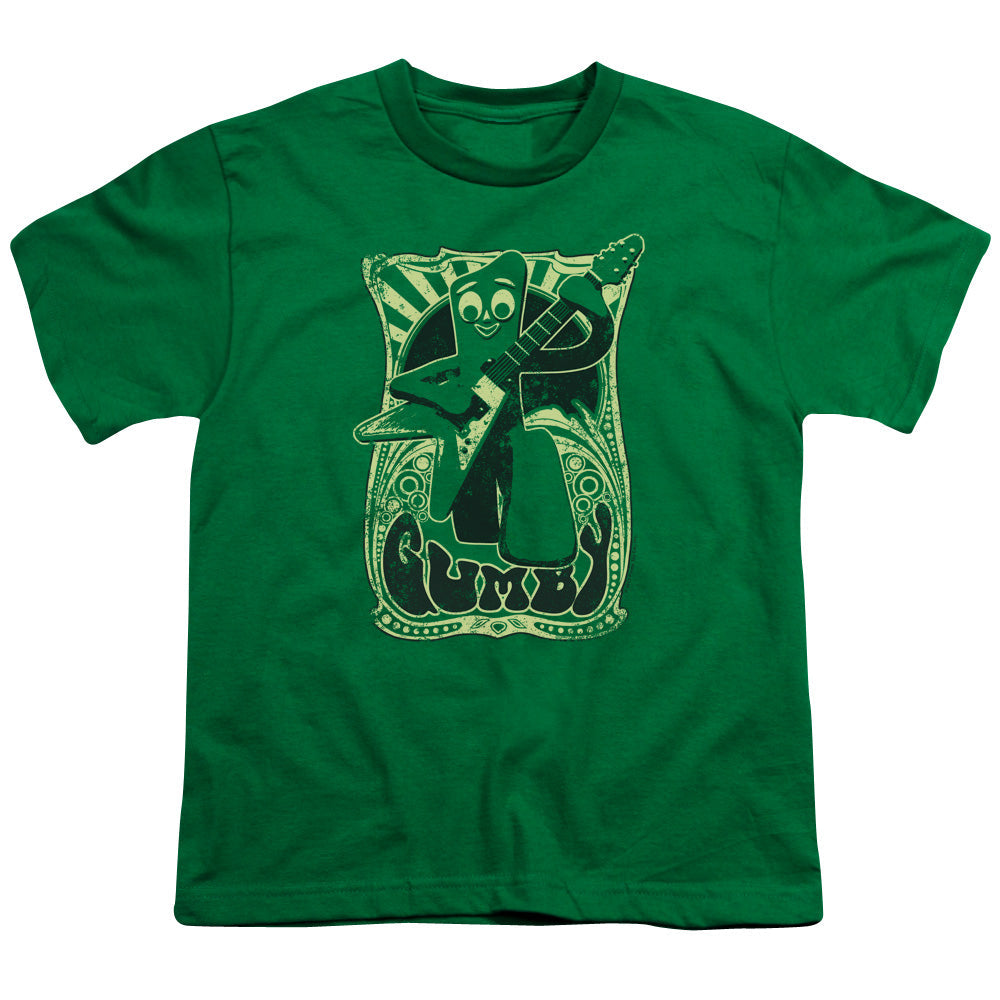 Gumby Vintage Rock Poster Kids Youth T Shirt Kelly Green