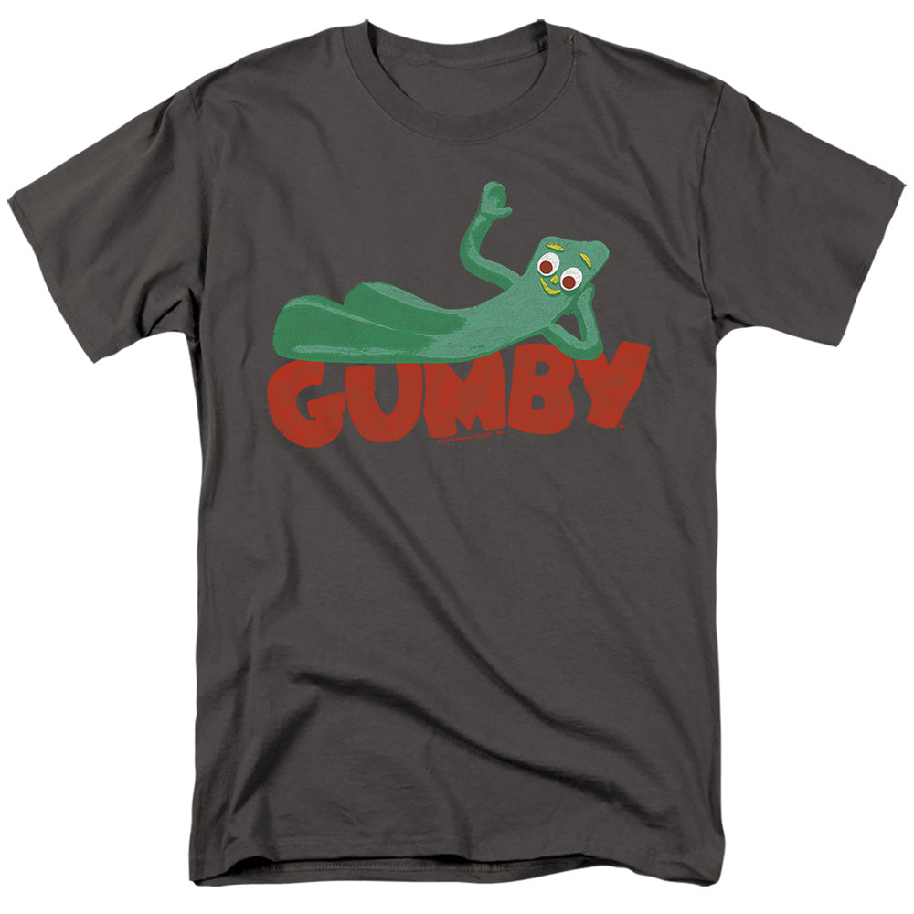 Gumby On Logo Mens T Shirt Charcoal Officially Licensed