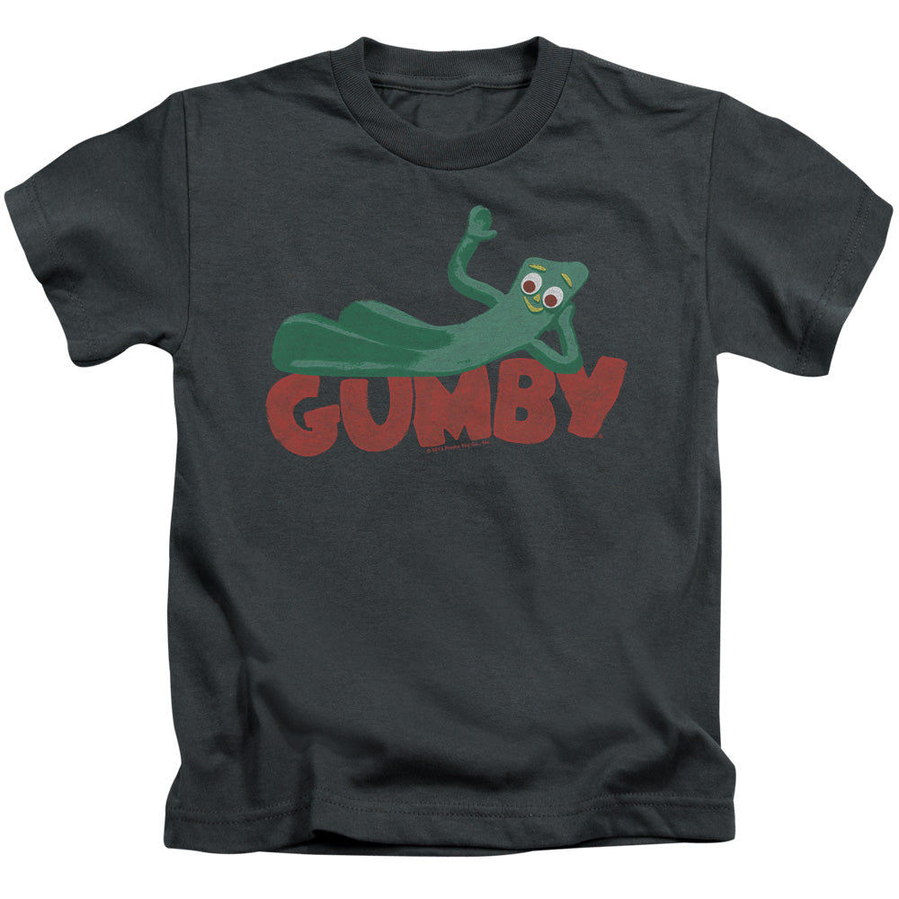 Gumby on Logo Juvenile Kids Youth T Shirt Charcoal