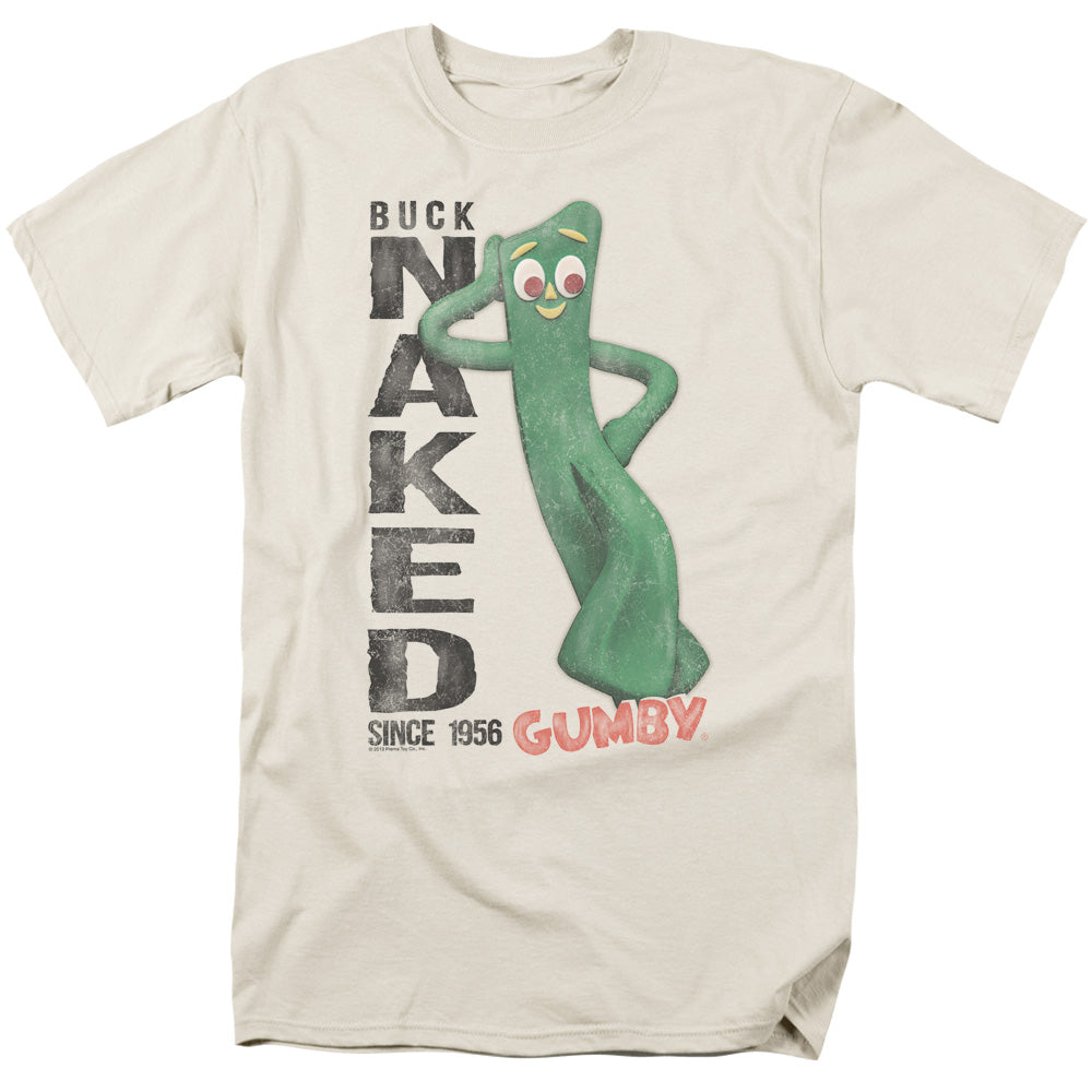 Gumby Buck Naked Mens T Shirt Cream Officially Licensed