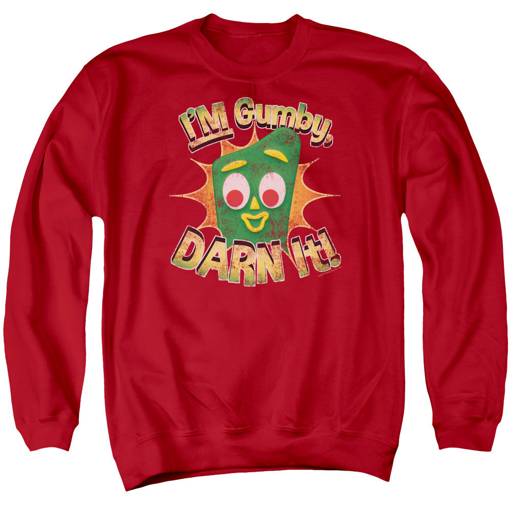Gumby Darn It Mens Crewneck Sweatshirt Red