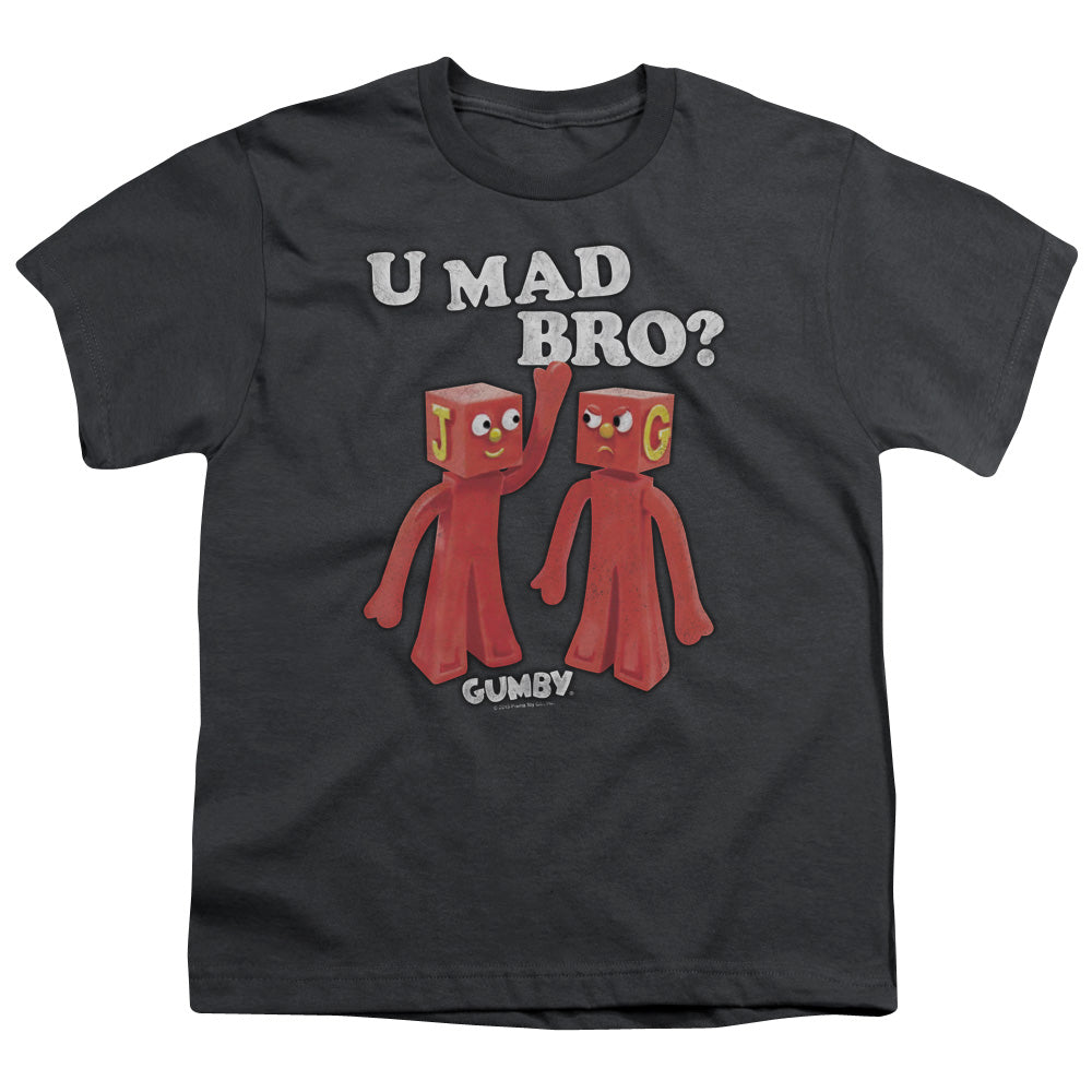 Gumby U Mad Bro Kids Youth T Shirt Charcoal
