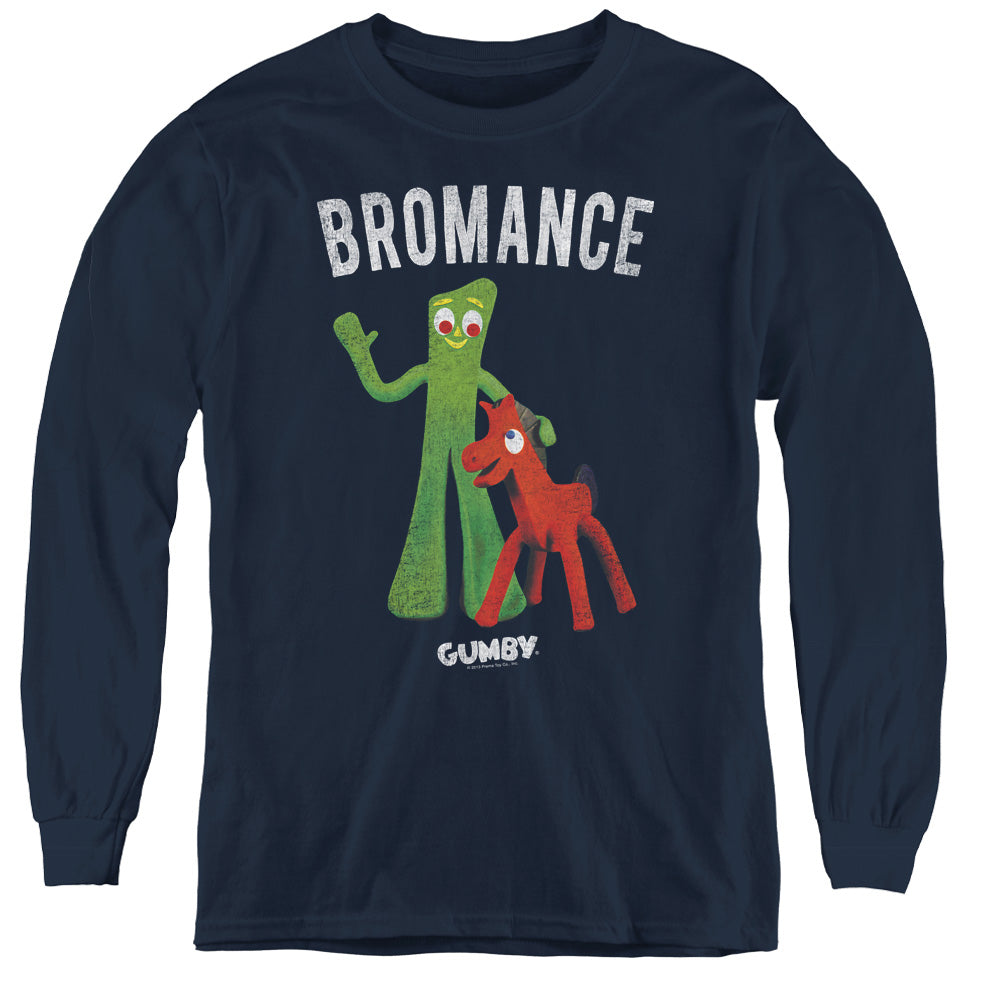 Gumby Bromance Long Sleeve Kids Youth T Shirt Navy