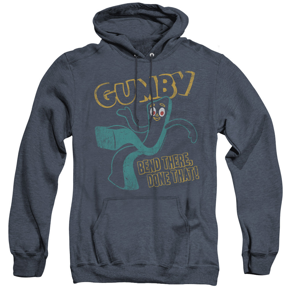Gumby Bend There Mens Heather Hoodie Navy Officially Licensed