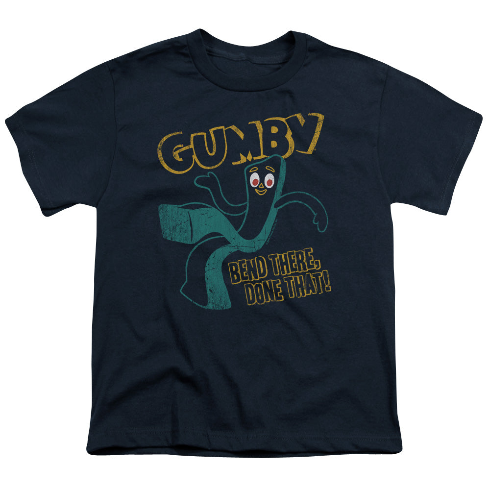 Gumby Bend There Kids Youth T Shirt Navy