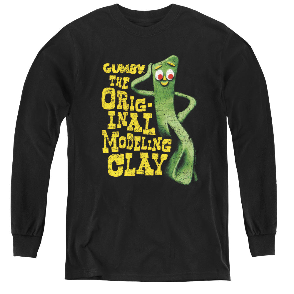 Gumby So Punny Long Sleeve Kids Youth T Shirt Black