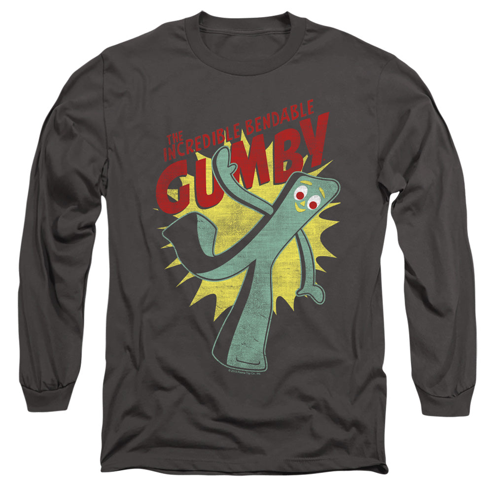 Gumby Bendable Mens Long Sleeve Shirt Charcoal Officially Licensed
