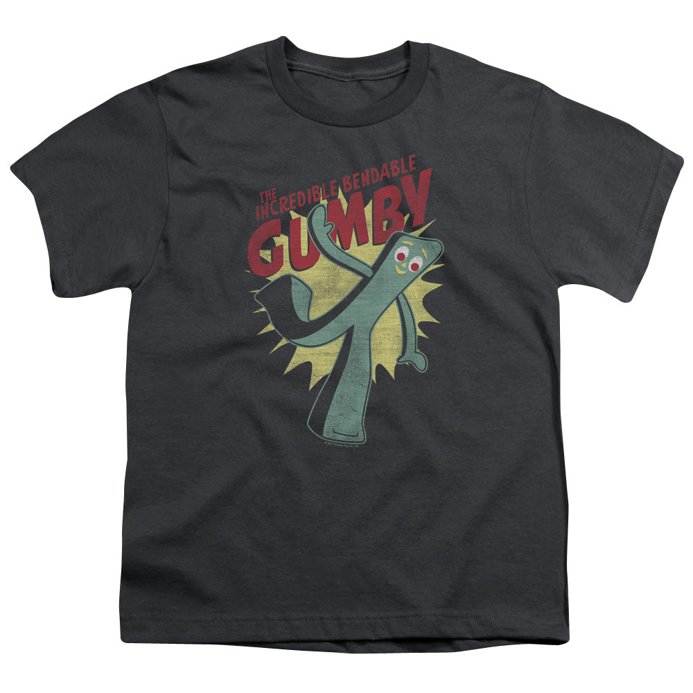 Gumby Bendable Kids Youth T Shirt Charcoal