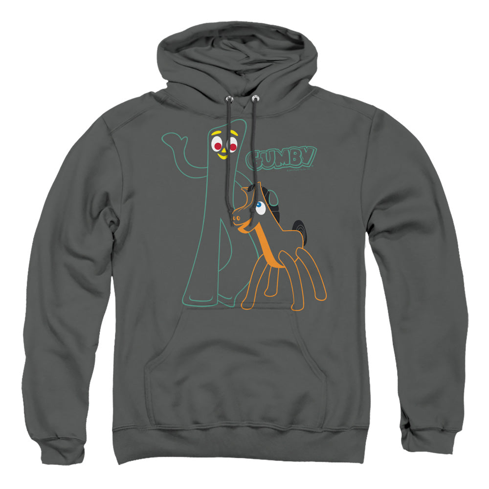 Gumby Outlines Mens Hoodie Charcoal