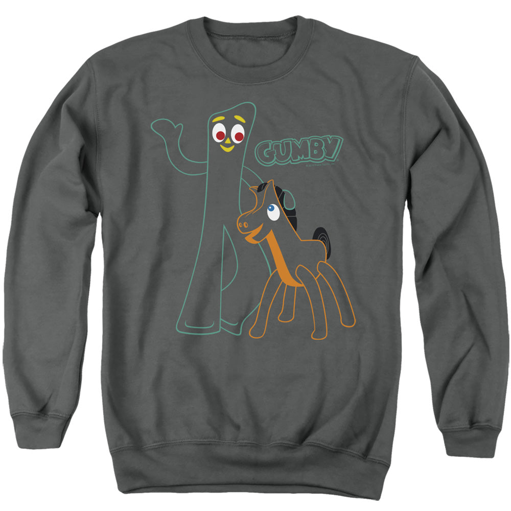 Gumby Outlines Mens Crewneck Sweatshirt Charcoal