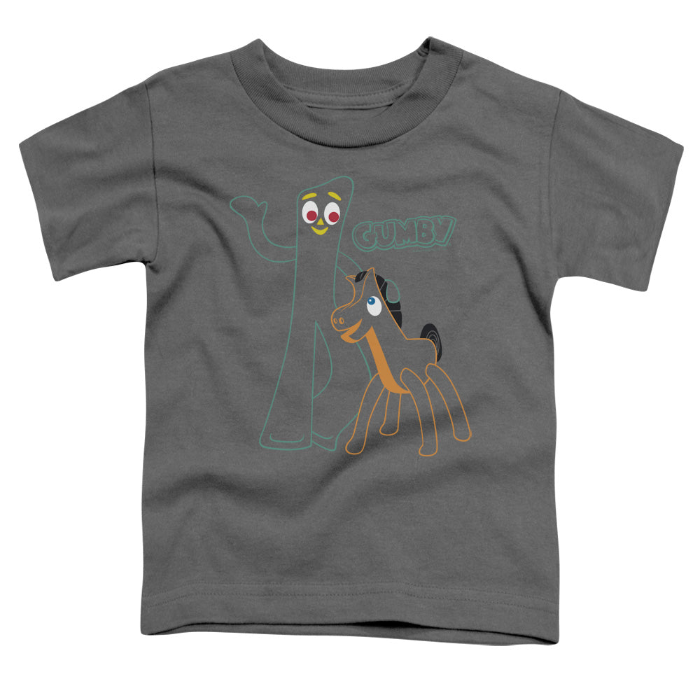 Gumby Outlines Toddler Kids Youth T Shirt Charcoal