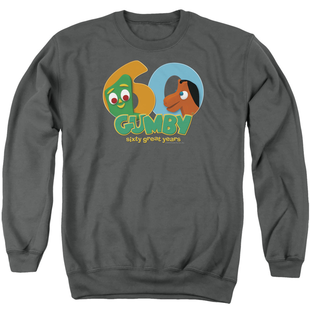 Gumby 60Th Mens Crewneck Sweatshirt Charcoal