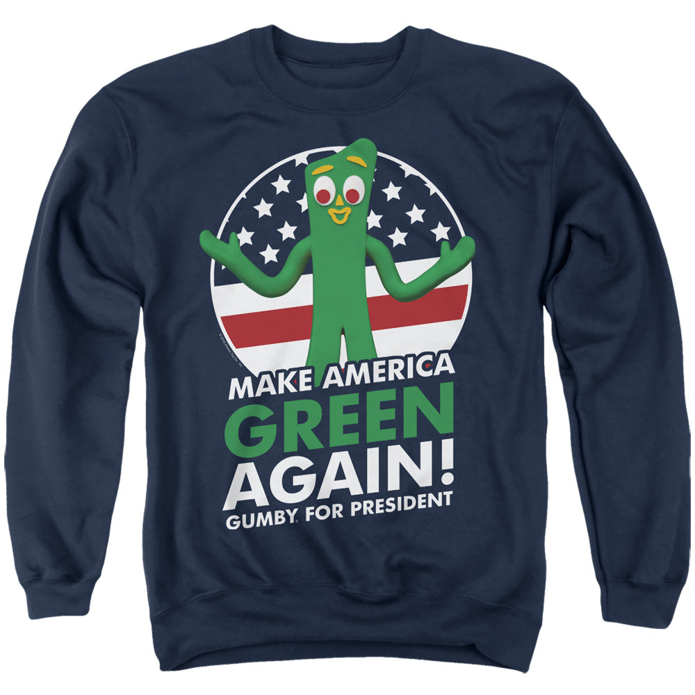 Gumby For President Mens Crewneck Sweatshirt Navy