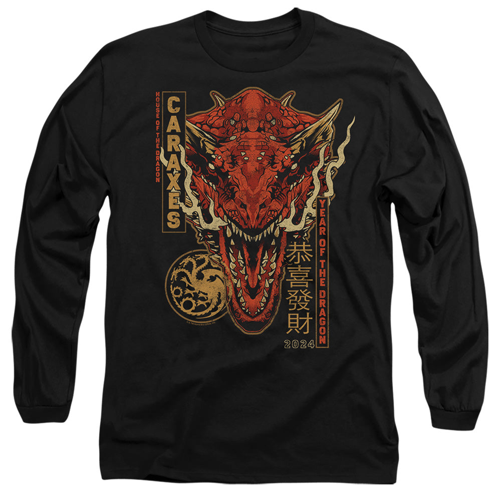 House Of The Dragon Targaryen Year Of The Dragon Mens Long Sleeve Shirt Black Officially Licensed