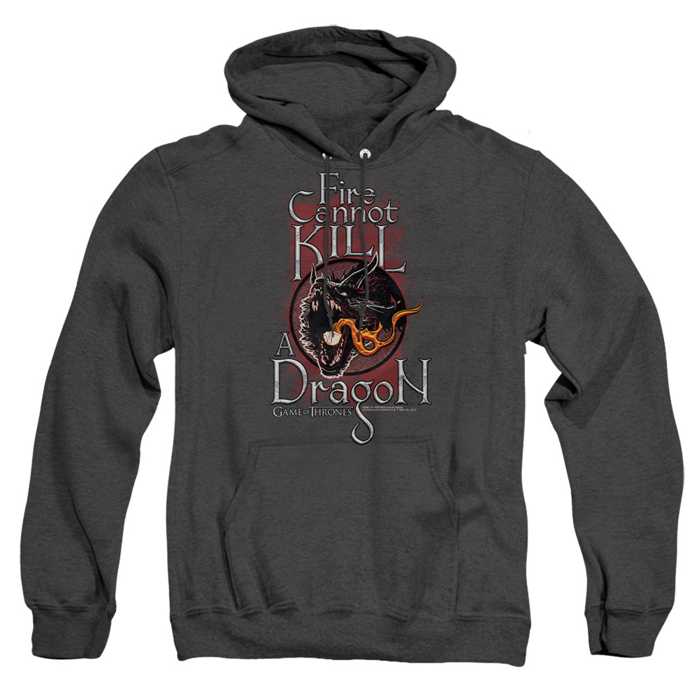 Game Of Thrones Fire Cannot Kill A Dragon Heather Mens Hoodie Black Officially Licensed