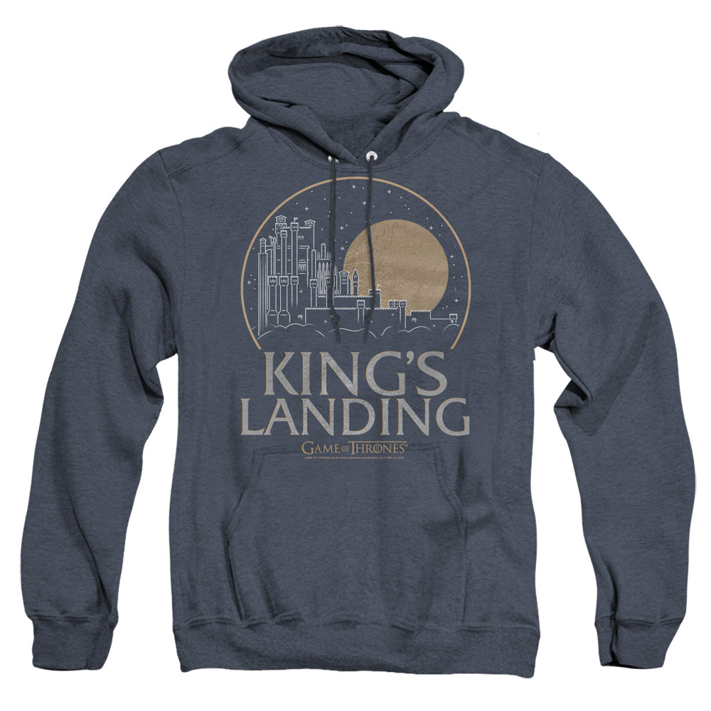 Game Of Thrones Kings Landing Heather Mens Hoodie Navy Officially Licensed