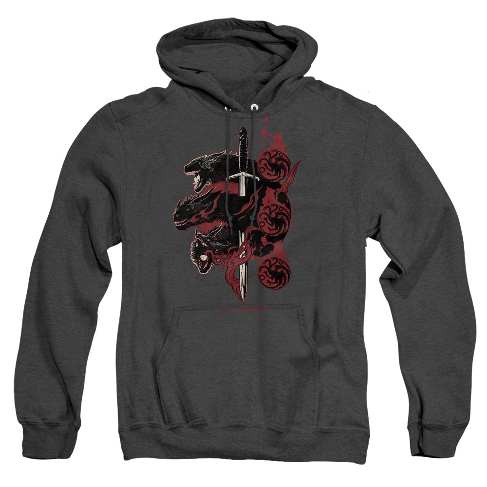 Game Of Thrones Targaryen Dragons Heather Mens Hoodie Black Officially Licensed