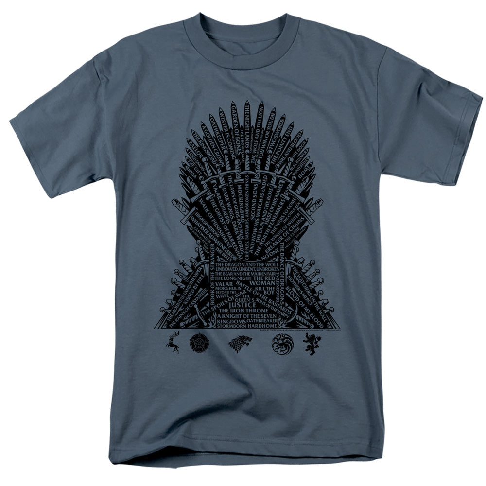 Game Of Thrones What Builds The Throne Mens T Shirt Slate Officially Licensed