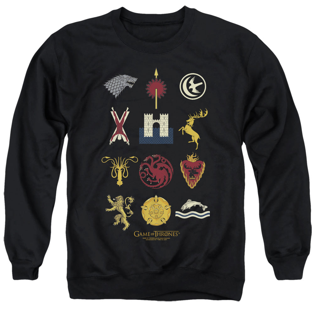 Game Of Thrones House Sigils Mens Crewneck Sweatshirt Black Officially Licensed