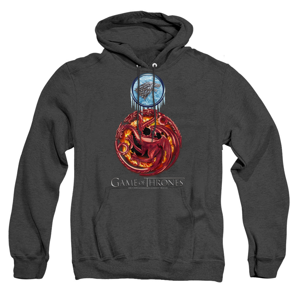 Game Of Thrones Combined Targaryn And Stark Heather Mens Hoodie Black Officially Licensed