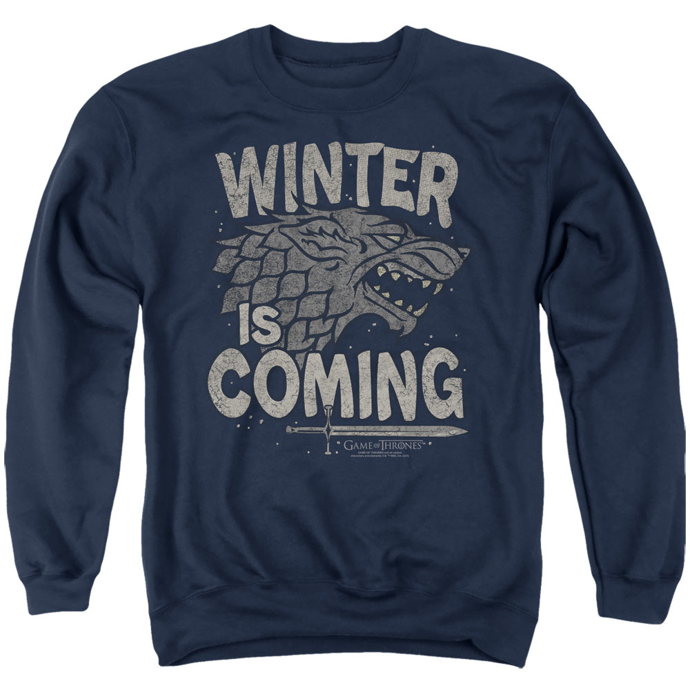 Game Of Thrones Winter Is Coming Mens Crewneck Sweatshirt Navy Officially Licensed