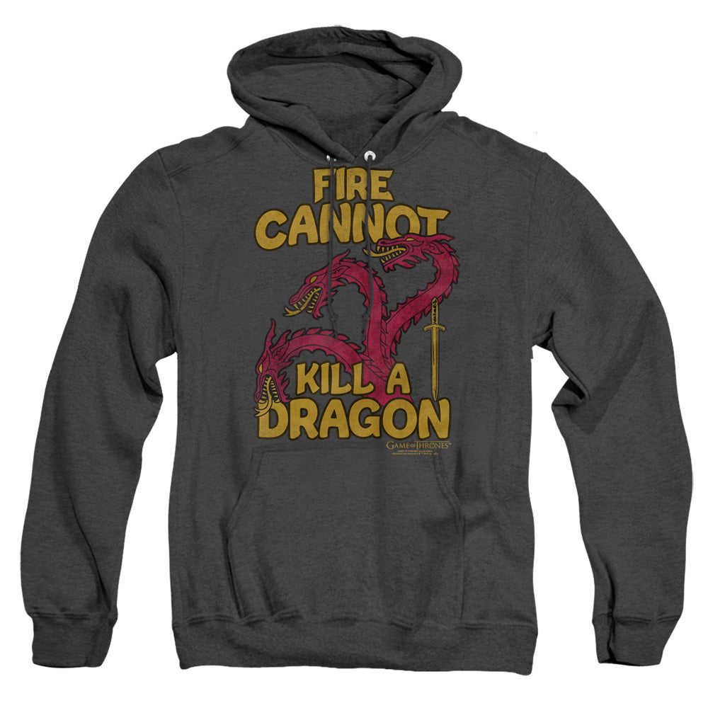 Game Of Thrones Dragons With Fire Heather Mens Hoodie Black Officially Licensed