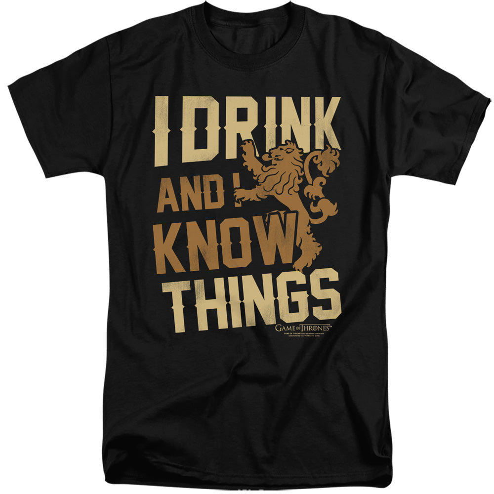 Game Of Thrones Know Things Mens Tall T Shirt Black Officially Licensed