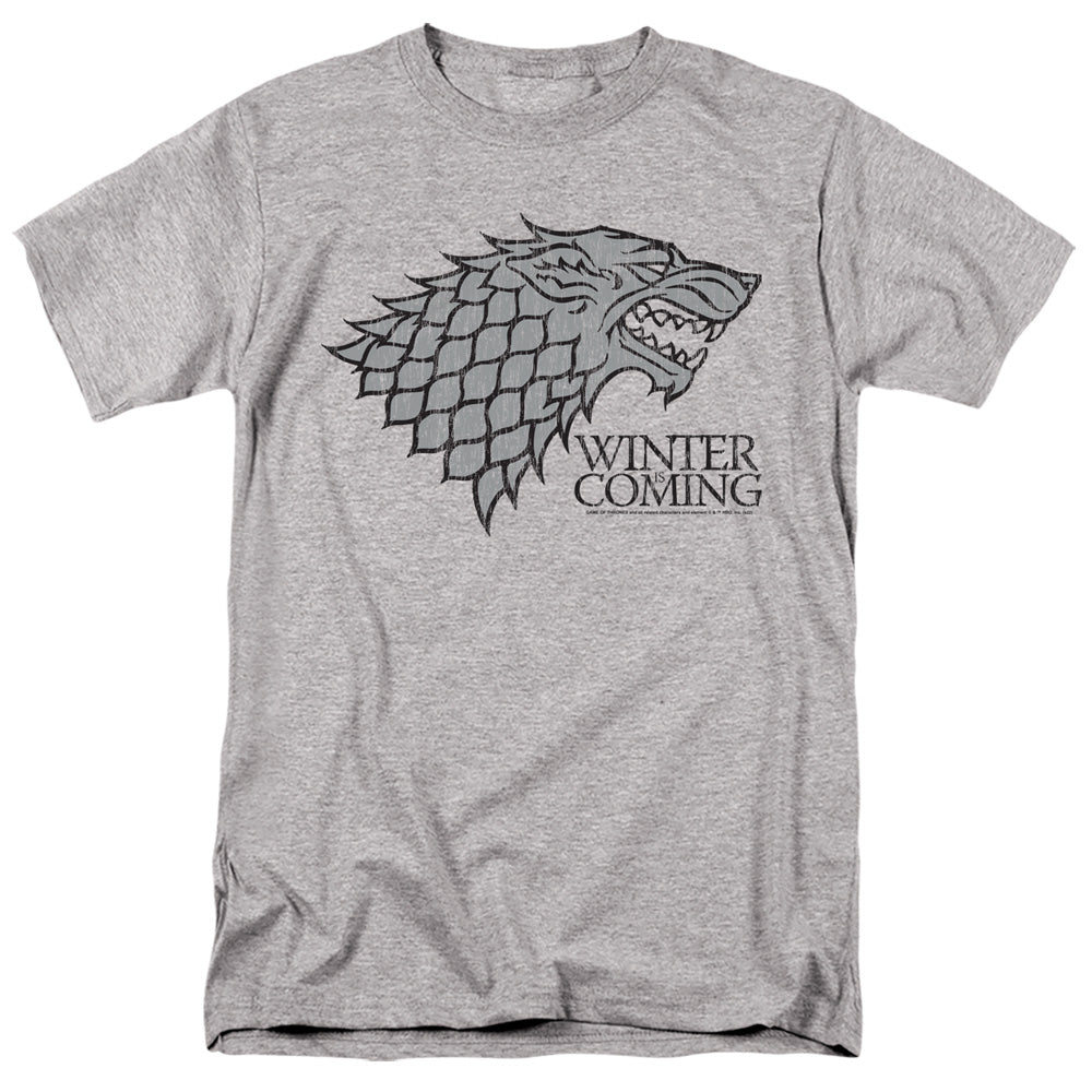 Game Of Thrones Startk Winter Is Coming On Gray Mens T Shirt Athletic Heather Officially Licensed